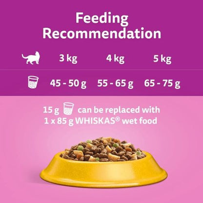 Whiskas 1+ Cat Complete Dry Cat Food with Chicken 2kg