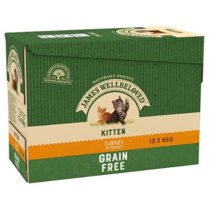 James Wellbeloved Grain Free Kitten Food Pouches with Turkey 12 x 85g