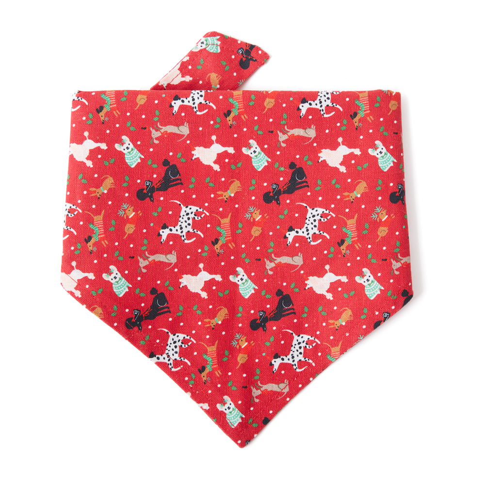 DOG BANDANA - FESTIVE RED PRINT