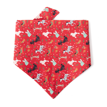 DOG BANDANA - FESTIVE RED PRINT