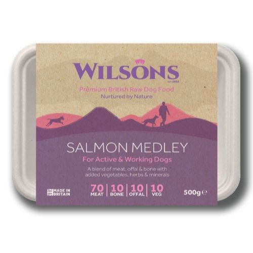 Wilsons Salmon Medley Premium Raw Frozen Dog Food 500g