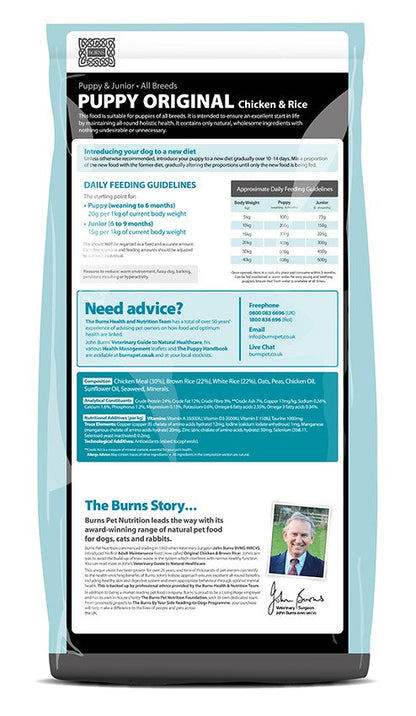 Burns Original with Chicken Puppy Food 12kg