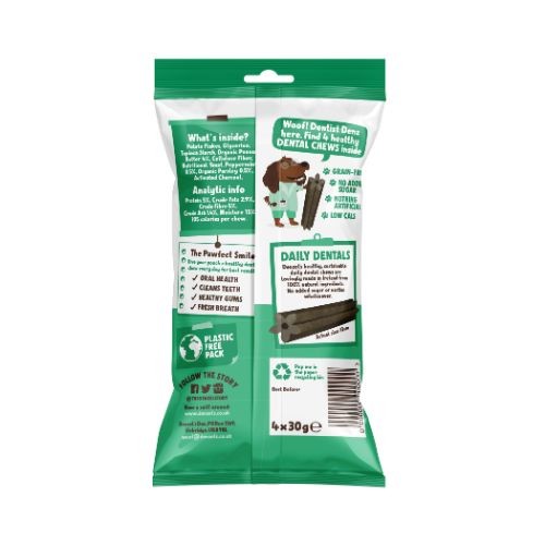 Denzel's Daily Dentals Dog Treats Peanut Butter, Peppermint & Parsley Medium