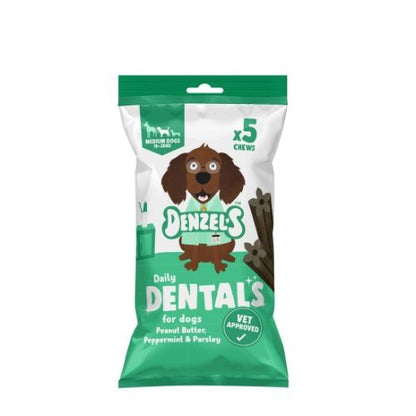 Denzel's Daily Dentals Dog Treats Peanut Butter, Peppermint & Parsley Medium