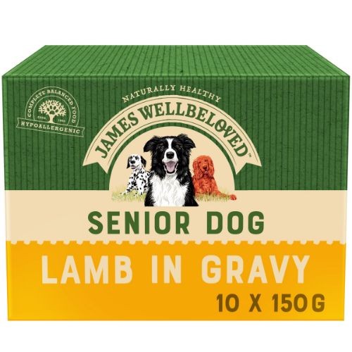 James Wellbeloved Senior Wet Dog Food Pouch with Lamb, Rice and Vegetables in Gravy 12 X 90g