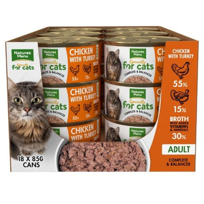 Natures Menu Chicken & Turkey Cat can 85g x 18