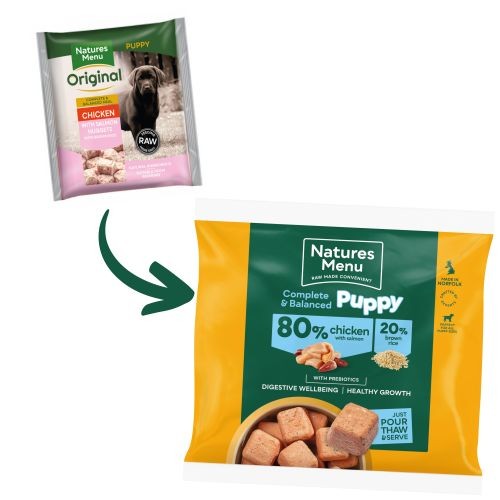 Natures Menu Complete & Balanced Raw Puppy Food 80/20 - Chicken & Salmon with Grain 1kg