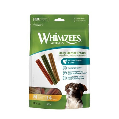 Whimzees Stix 150mm Medium Dental Dog Chew Treat 14 Pack