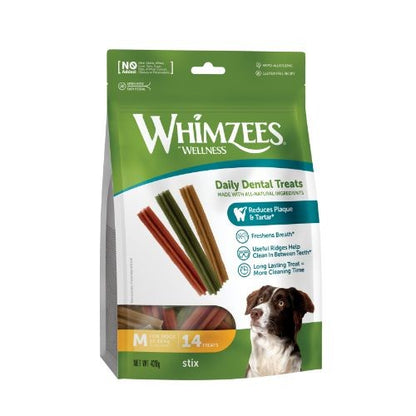 Whimzees Stix 150mm Medium Dental Dog Chew Treat 14 Pack