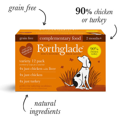Just Chicken, Chicken with Liver & Turkey Wet Dog Food - Variety Pack