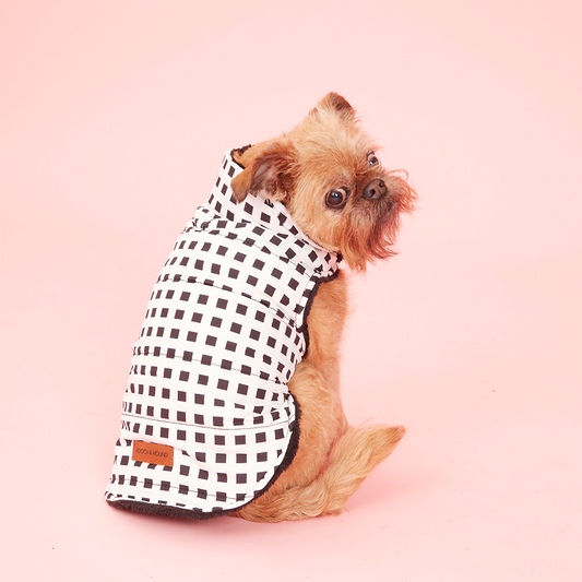 PUFFER JACKET - BLACK & WHITE CHECK