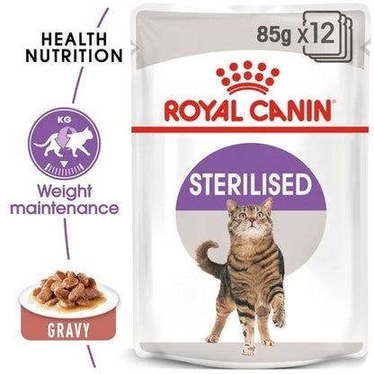 Royal Canin Sterilised Cat Food in Gravy Pouches 12 x 85g