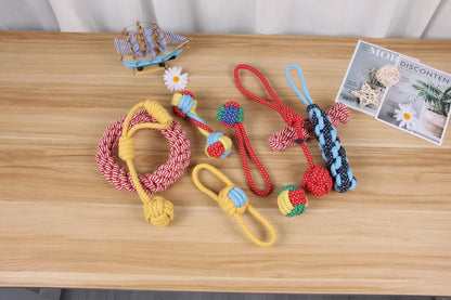 Handmade Cotton Rope Dog Chew Toys - Set of 10