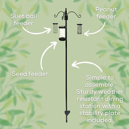 Copdock Mill Complete Bird Dining Station with 3 Feeders